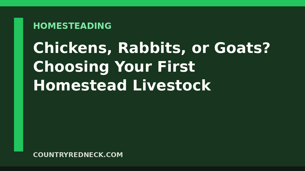 CountryRedneck comparison guide for choosing chickens, rabbits, or goats as first homestead livestock.