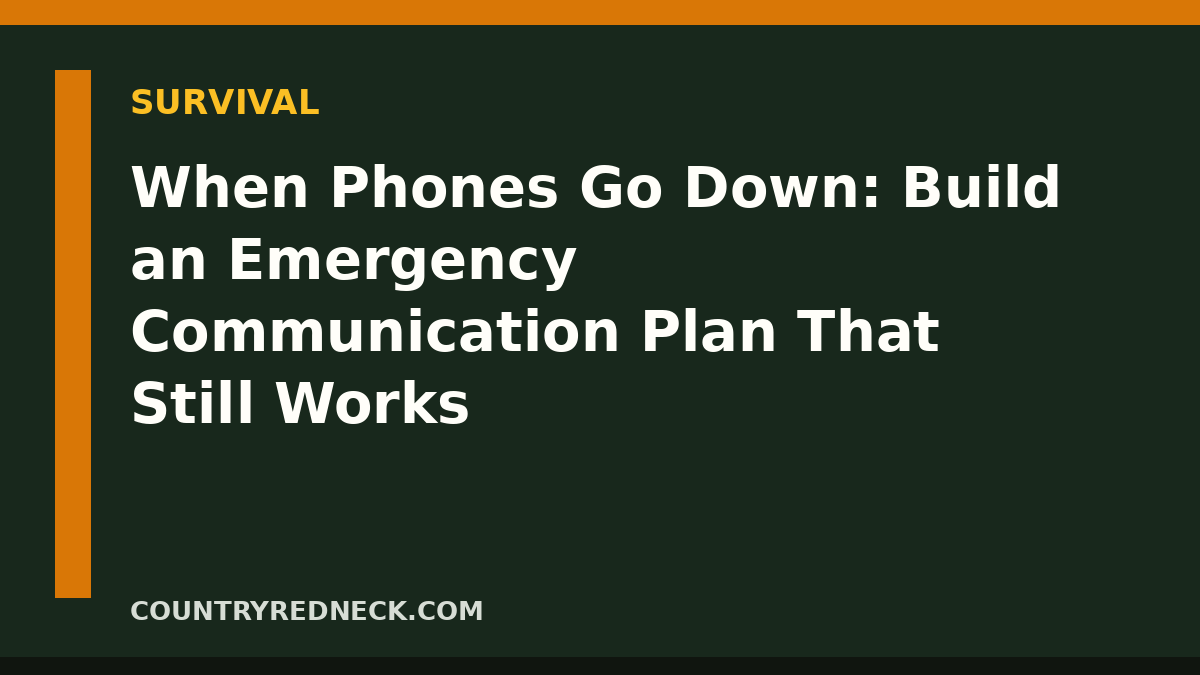 CountryRedneck emergency communication planning guide with radio, phone, contacts, alerts, and meeting-point preparation.