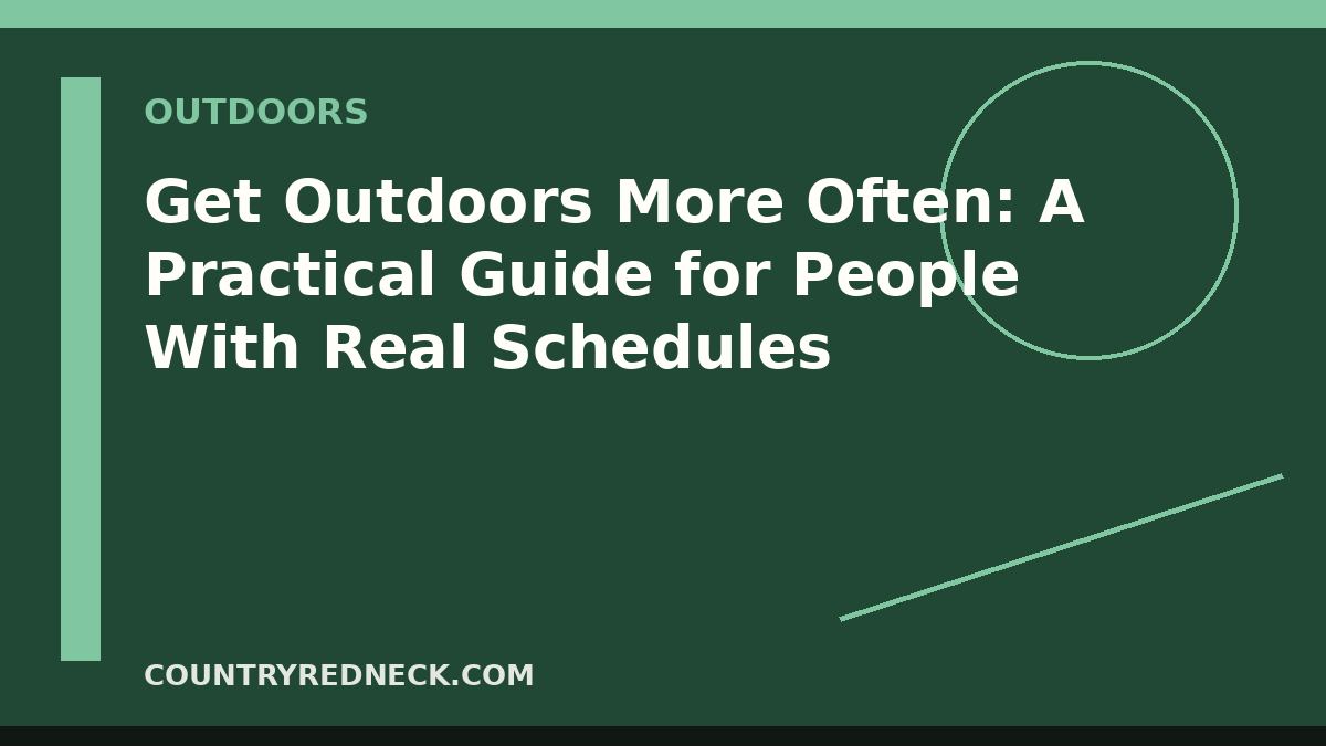 CountryRedneck outdoors guide with a local trail, pickup, daypack, camp chair, and simple outdoor recreation setup.