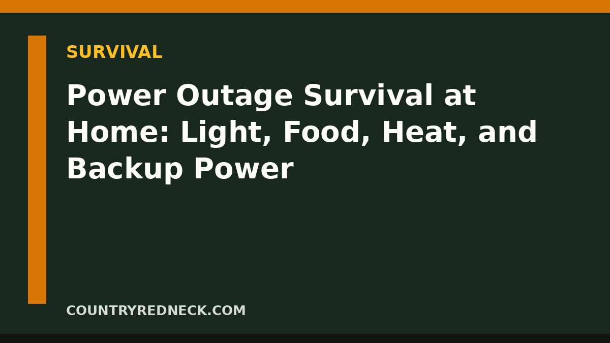 CountryRedneck power outage preparedness guide covering lighting, food, heat, water, and safe backup power.