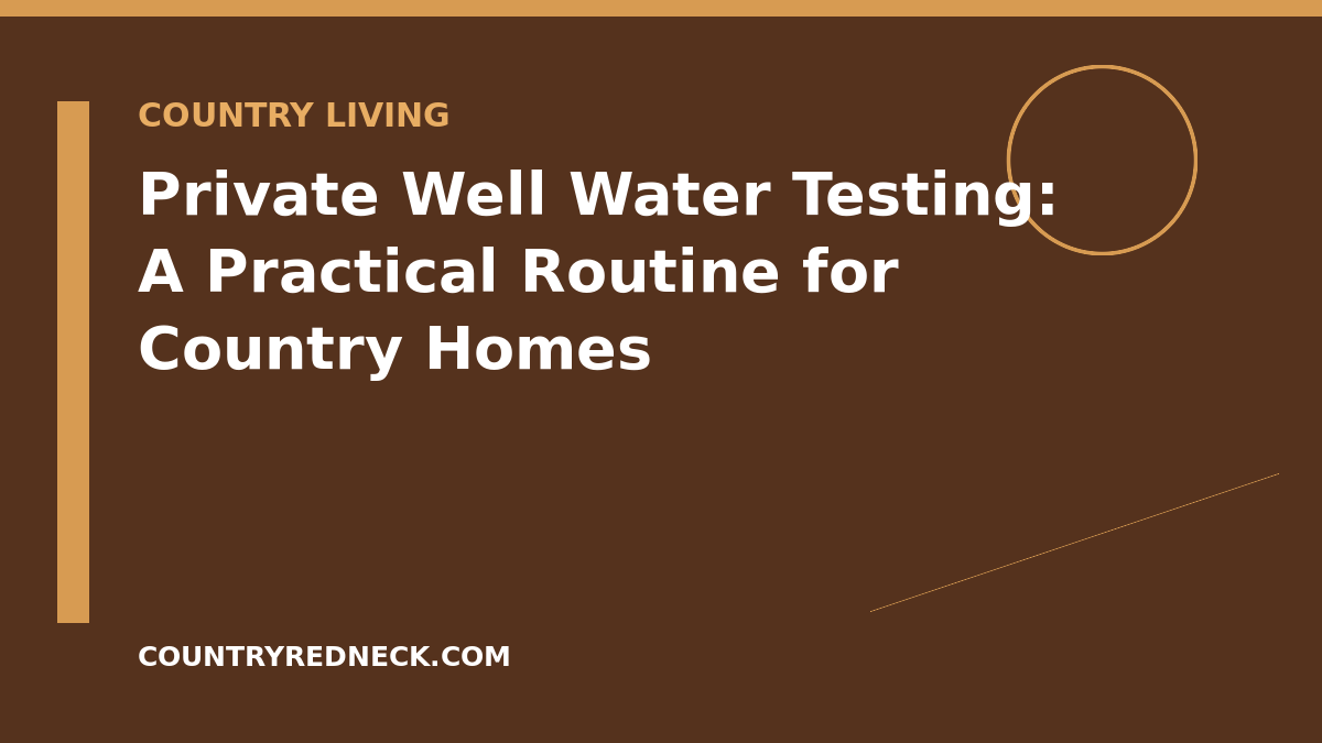 Private well water testing routine guide for country homes