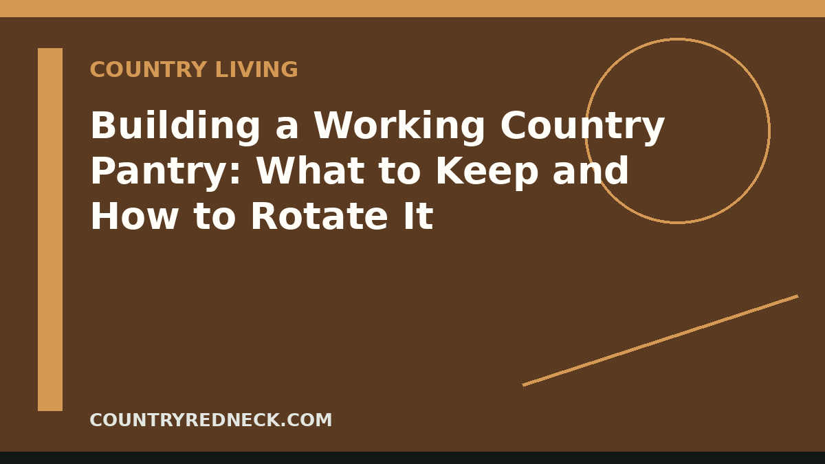 CountryRedneck country pantry guide with organized shelves, jars, canned goods, dry staples, and everyday kitchen storage.